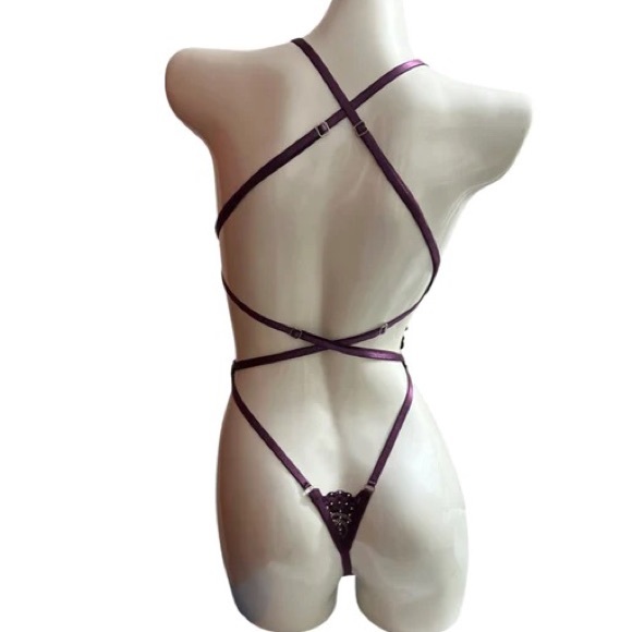 Candyland | NWT Violet Crystal Lace Teddy - Picture 2 of 3